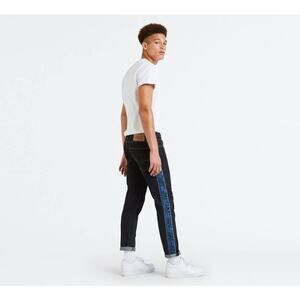 Levi's Hi Ball Premium Logo Stripe Spell Out Jeans Black Blue Size 36x31